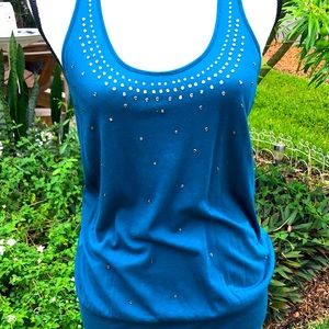 Express Caribbean blue tank with silver studs size small